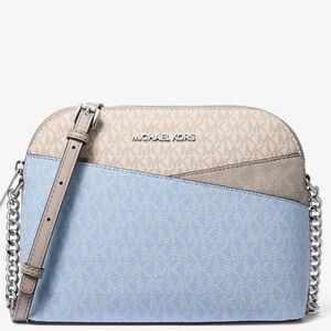 Michael Kors Medium Dome Jet Set Travel Color-Block Signature Logo Crossbody Bag